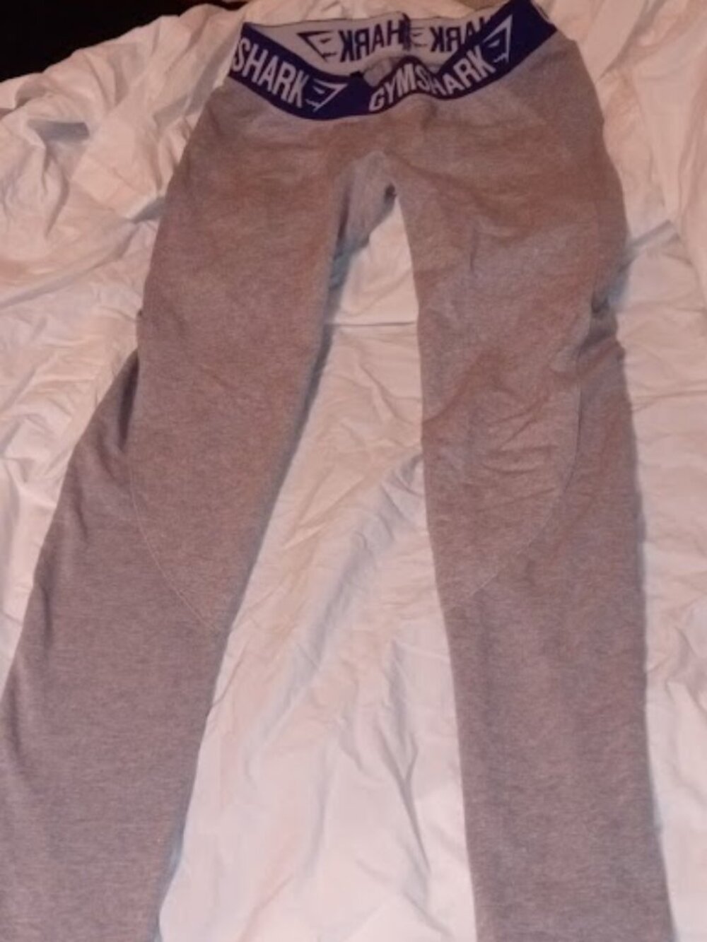 gymshark ladies dry leggings small grey w/purple waistband